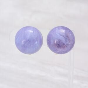 Vintage Clip On Earrings Large 3D Domed Shape Purple Retro Statement 1"